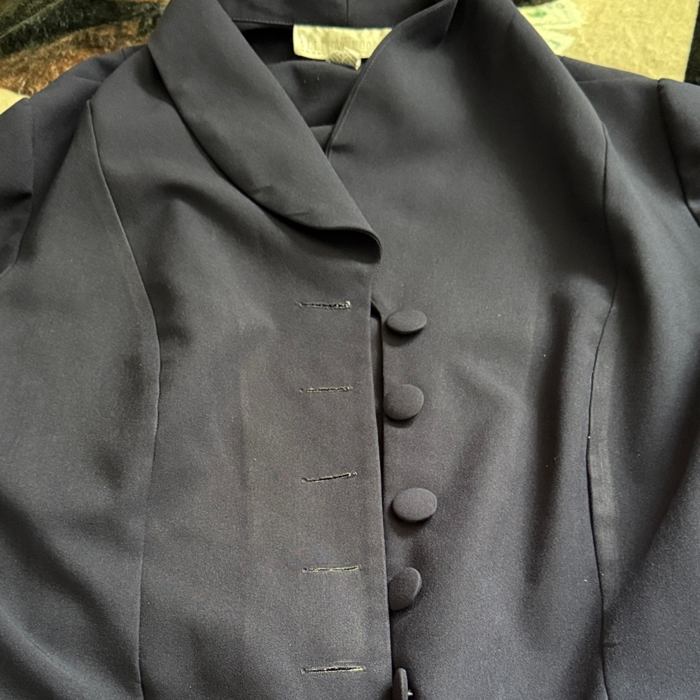Women's Grey Button-Front Jacket and Skirt.